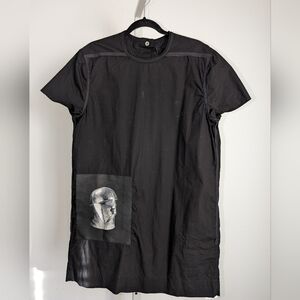 DRKSHDW Rick Owens Cotton Mini Dress with Pocket, Black, Size 10/L/46